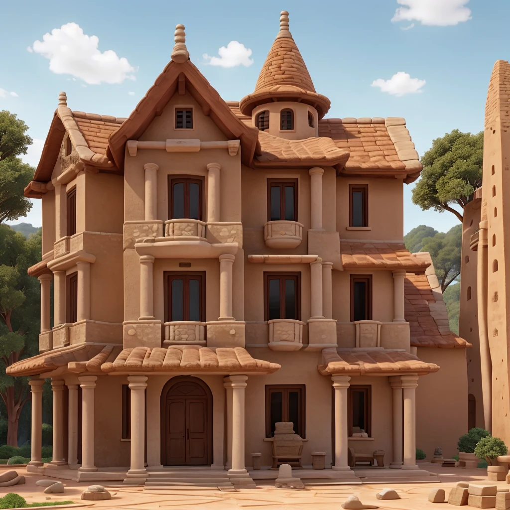 Public Buildings**:
- **Estrutura principal**: Stone for durability and resistance.
- **Internal Walls**: Clay and mud bricks.
- **Decoration**: Bone and ivory elements for embellishment.
