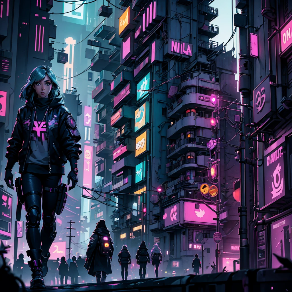 Imagine Rapunzel ((cyberpunk style)), Hi-Tech city, mechanical enhancement, (high-tech fantasy), robotics, blade runner 2049,