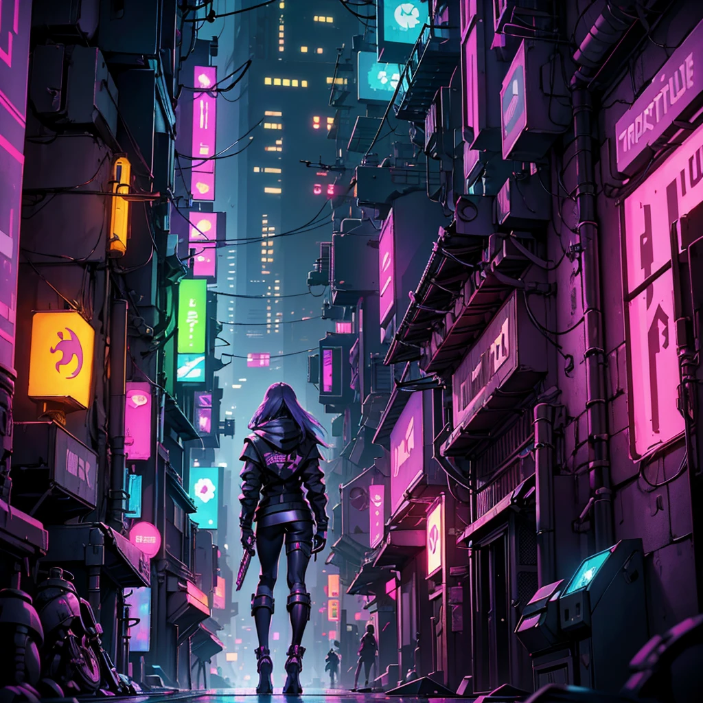 Rapunzel ((cyberpunk style)), Hi-Tech city, mechanical enhancement, (high-tech fantasy), robotics, blade runner 2049,