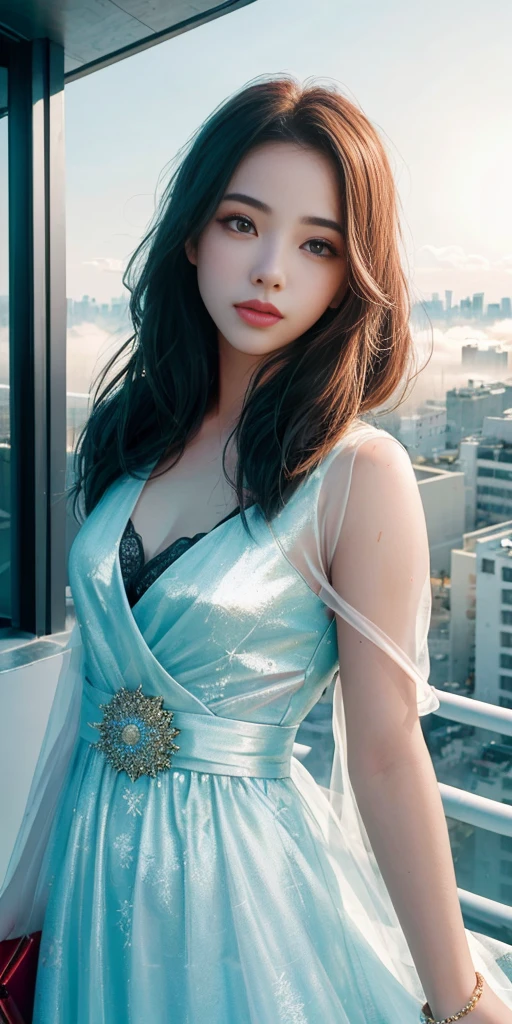 (1 girl:1.3), standing alone, (((Very face detailed)))), ((very detailed eyes and face)))), Olhos comelys e detalhados, Body parts__, offcial art, Unified 8k wallpaper, super verbose, comely and comely, comely, work of art, best qualityer, original, work of art, super fine photo, best qualityer, super high resolution, realistic realism, lighting sun, full - length portrait, wonderful beauty, dynamic pose, 精致的面容, vibrant eyes, (From the front), she wears Spider-Man suit, esquema de cores vermelho e preto, Spiderwomam, fundo de rooftop de cidade muito detalhado, rooftop, overlooking the city, face detailed, detailed complex busy background, messy, marvelous, White milk, highly detailed skin, Realistic skin details, visible pores, Focus Clear, volumetric Fog, 8k hd, dslr, high qualiy, film grain, skin fair, Photographic realism, Lomography, futuristic dystopian megalopolis, translucent