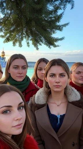  A large group of Russian Friends focus on the face