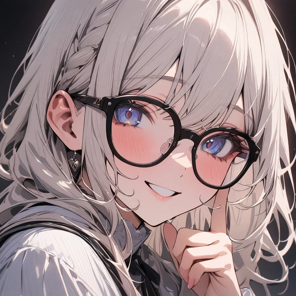 (masterpiece), best quality, very aesthetic, newest, absurdres, detailed, high quality, (close up), 1girl, , friendly, bubbly, modest, glasses, smile, looking at viewer.