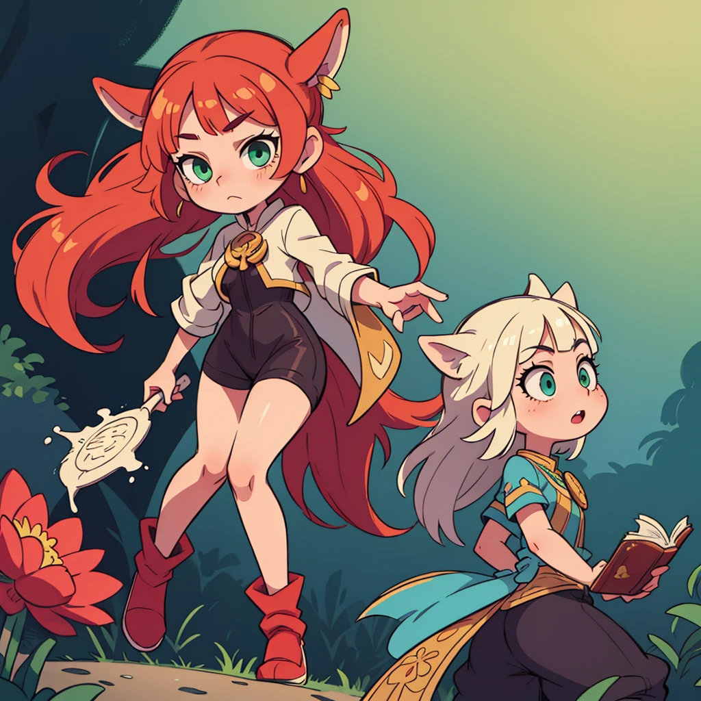 ((high quality, masterpiece)) Young woman, pink detailed hair hair, detailed emerald green eyes, wolf ears and fluffy tail, holding a book in his hands, genshin style clothing, piro eye poga on clothes, beautiful background, difficult angle, 3K, ultra detailedization, красивая anime илюстрация, full length, anime, mega detailization, illustration, ung woman. flowers, long hair, full length, a high resolution, strong hair dilation, anime, anime, anime, 1 Yowoman, mega detail, 8k, mega hair detail
