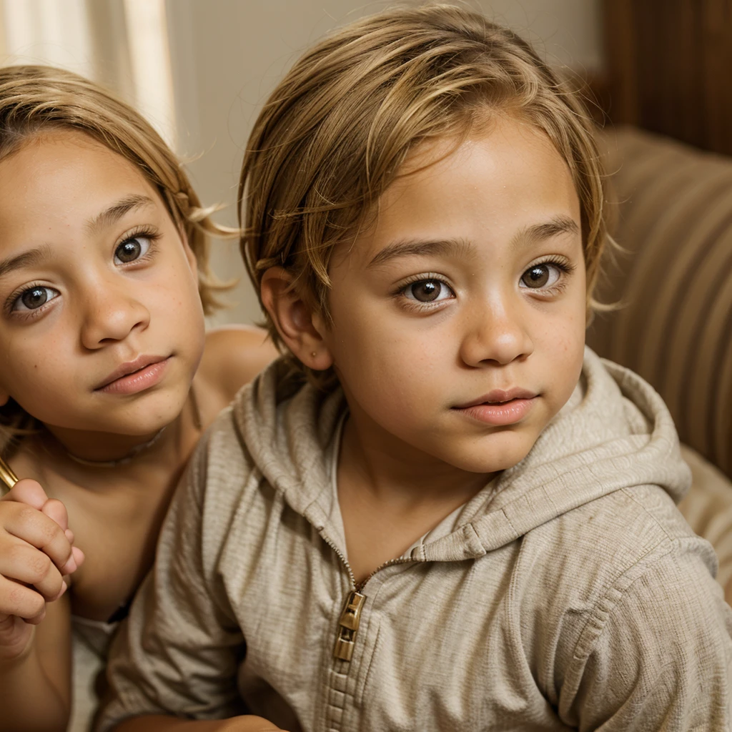 Light skin biracial with golden blond hair and brown eyes