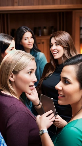  A large group of Misnagdim women friends focus on the face