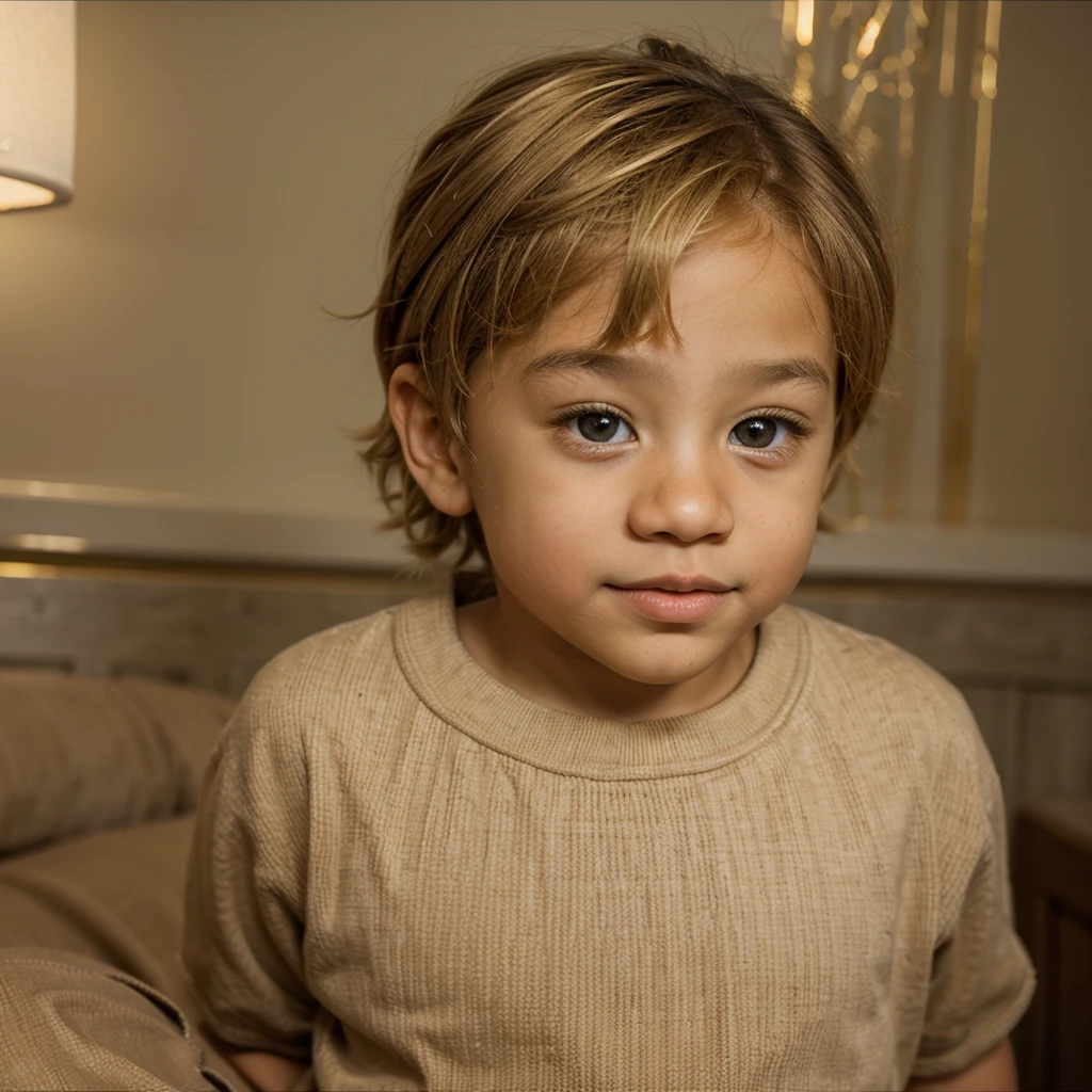 Light skin biracial with golden blond hair and brown eyes
