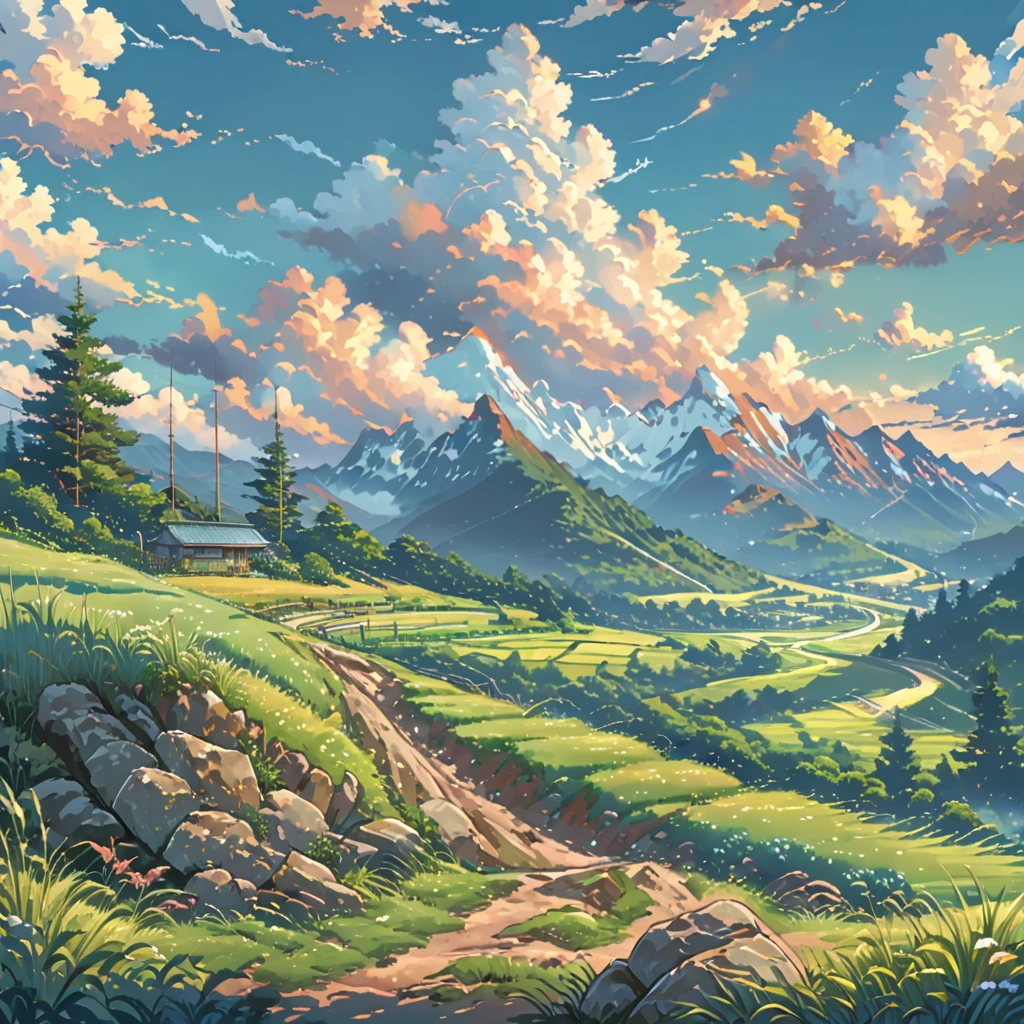 ((Anime: 1.4, Illustration)), (Masterpiece, Top Quality, Best Quality), (Ultra-Detailed, Absolutely Resolution), ((16k, HIGH RES)) (anime guy, looking at clouds, big blue sky, mountain landscape, beautiful field grass, noon, lighting), ( Anime: 1.4, Illustration)), (Masterpiece, Top Quality, Best Quality), (Ultra-Detailed, Absolutely Resolution). Ak {Lofi Art, Style of Laurie Greasley, Style of Makoto Shinkai, Anime Aesthetic}, BREAK {(Produces IMAGES WITH ITH INFORMATION THAN 40 Million Pixels with Cinematic-Like Detailed Textures S Hot on a Sony slur).}