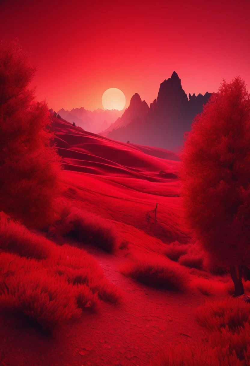 red aesthetic landscape, 8k, masterpiece,