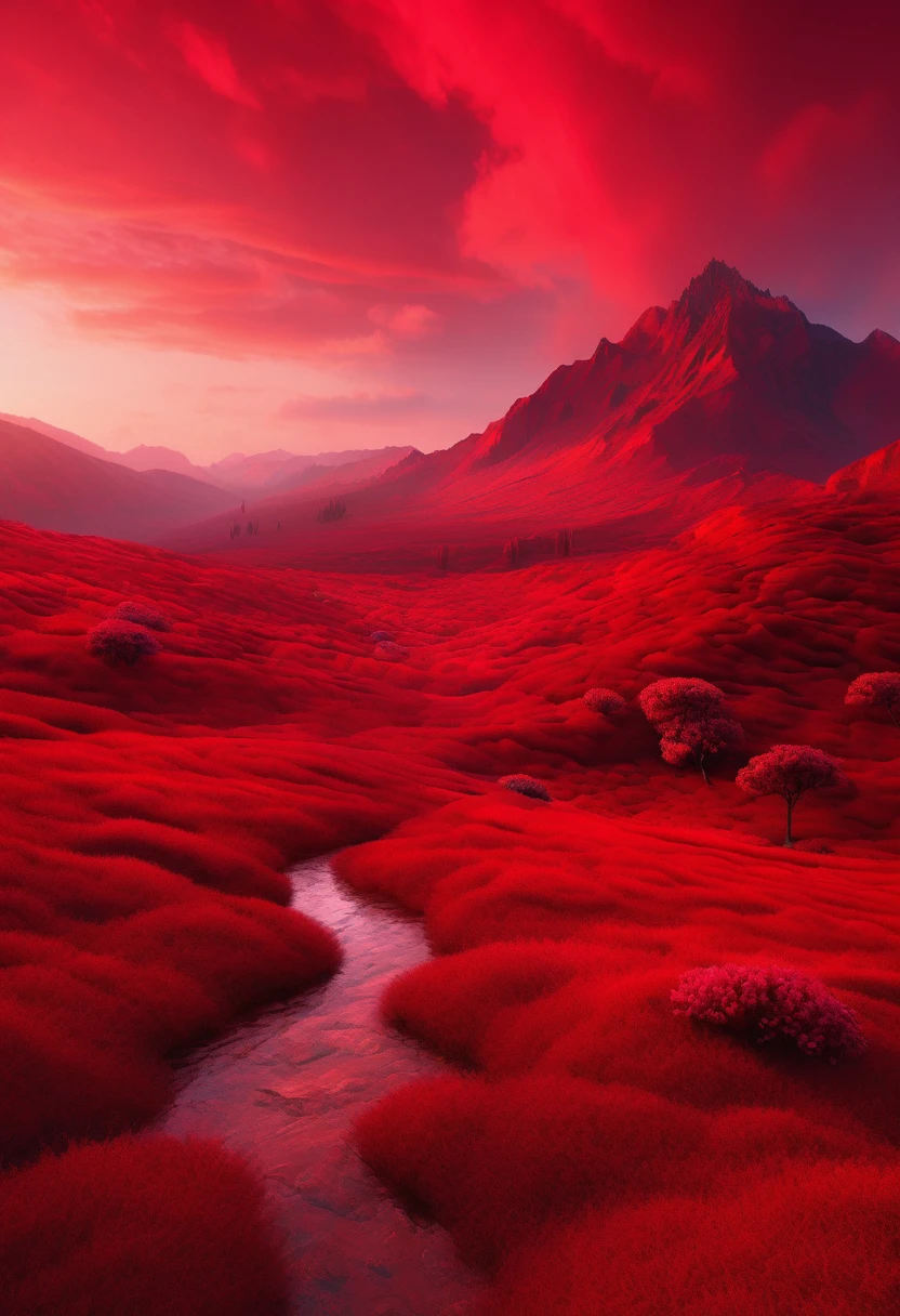 red aesthetic landscape, 8k, masterpiece,