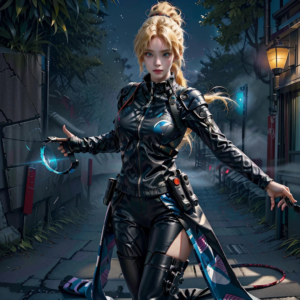 (Ridiculous, High resolution, Super detailed), (1 girl:1.3), Double tail, blond, rest , digital sculpture, 3D Modeling, computer generated form, virtual art, cutting edge technology, Innovative design, futuristic creations rest , psychedelic art, bright colors, swirl pattern, optical illusion, hallucination vision, Expand thinking imagery, counterculture influence rest , urban style, street style clothing, oversized jacket, graphic prints, Personalized sneakers, bold accessories, modern tailoring, ninja (Cowboy shooting:1.3)