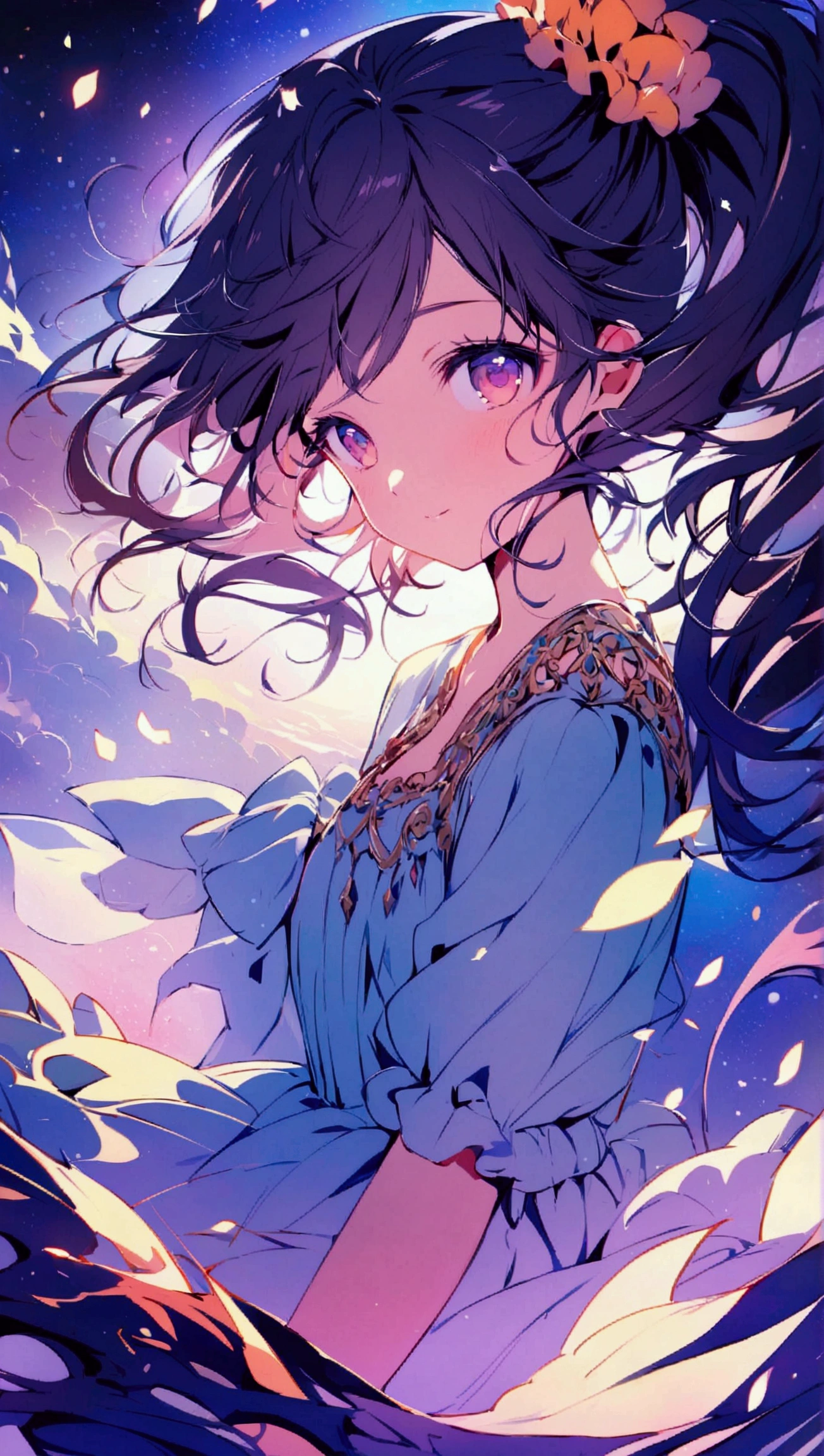 (((Beautiful girl artwork))),Scrunchie hair,Looks about 15 years old、