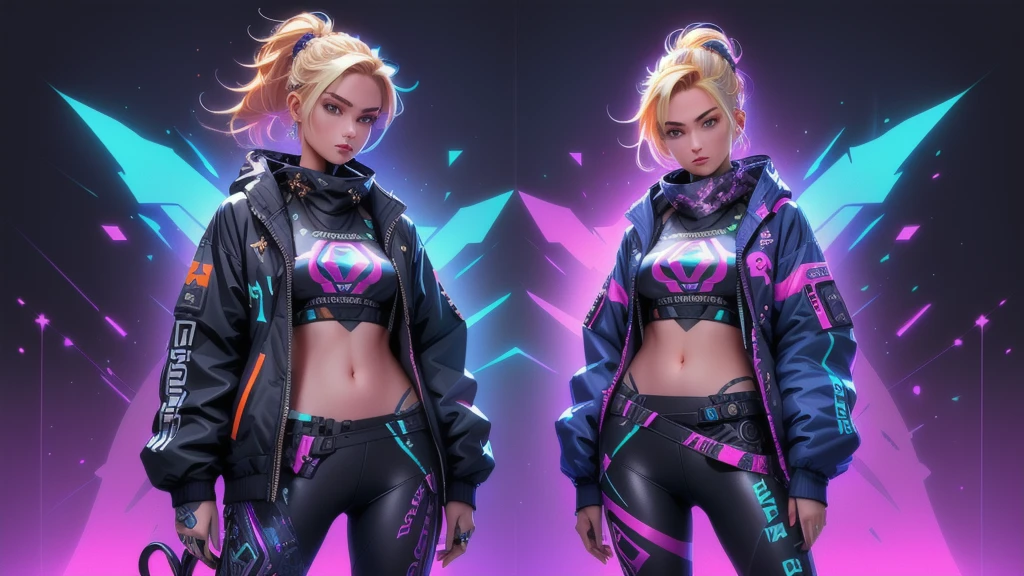 (Ridiculous, High resolution, Super detailed), (1 girl:1.3), Double tail, blond, rest , digital sculpture, 3D Modeling, computer generated form, virtual art, cutting edge technology, Innovative design, futuristic creations rest , psychedelic art, bright colors, swirl pattern, optical illusion, hallucination vision, Expand thinking imagery, counterculture influence rest , urban style, street style clothing, oversized jacket, graphic prints, Personalized sneakers, bold accessories, modern tailoring, ninja (Cowboy shooting:1.3)