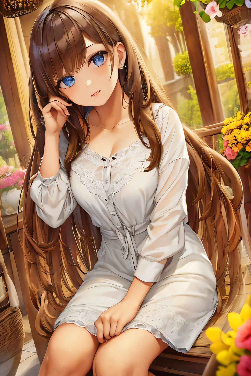 a girl,beautiful detailed eyes,beautiful detailed lips,extremely detailed eyes and face,longeyelashes,medium:oil painting,natural lighting,vibrant colors