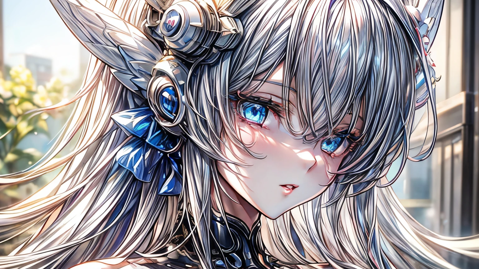anime girl with blue eyes and white hair in front of flowers, beautiful anime portrait, cute anime girl portraits, anime visual of a cute girl, detailed portrait of anime girl, detailed digital anime art, stunning anime face portrait, anime art wallpaper 4 k, anime art wallpaper 4k, portrait anime girl, cute anime girl portrait, girl with white hair
