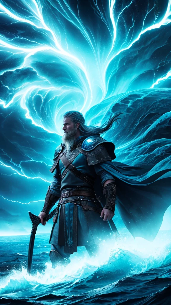 Image Description
A Viking warrior during a storm reaching the critical point of ocean blue shown as lightning yellow fractal shapes blending together, in Chiaroscuro Neon style, with lightning yellow and ocean blue light-dark contrasts in neon --ar 4:5 --style raw