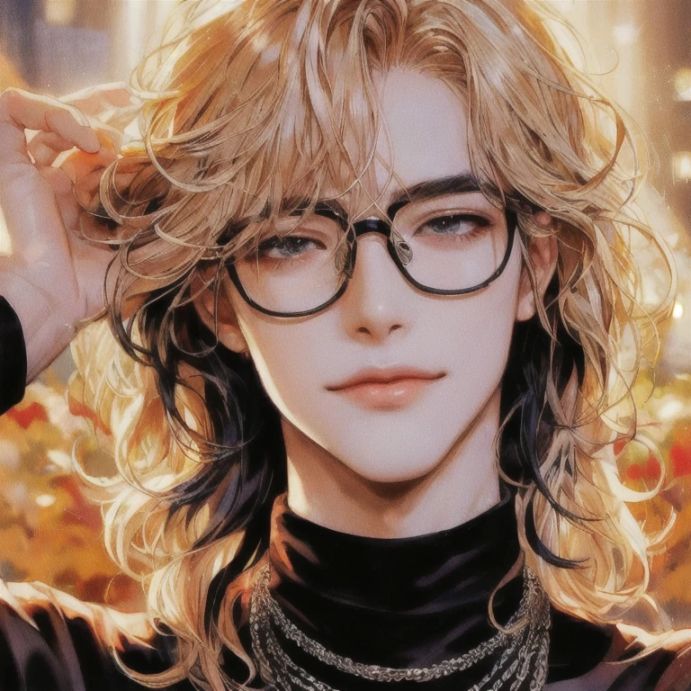 male, wavy hair, glasses, black eyes