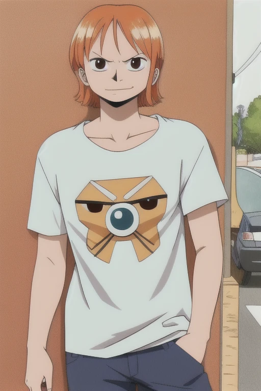 (masterpiece),naminami,carrying under arm,t-shirt,smug expression, conceited, self-satisfied, arrogant