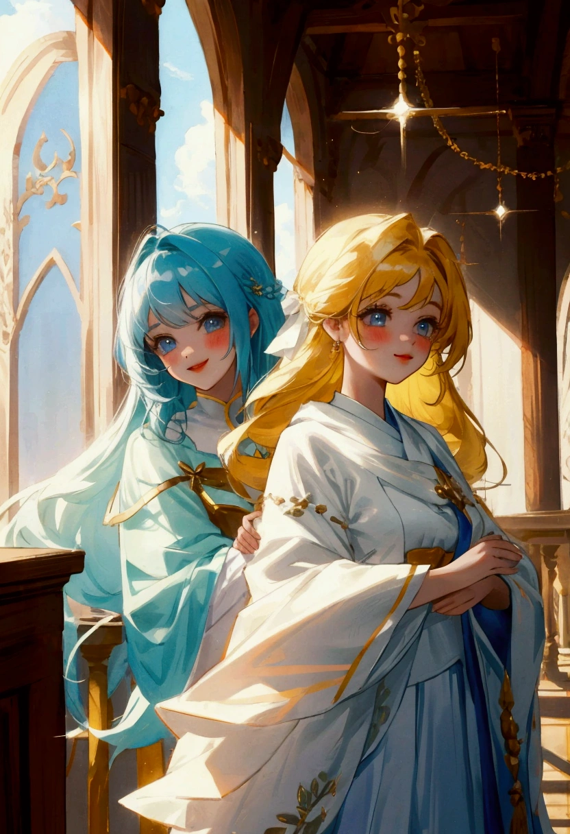 Two girls hugging