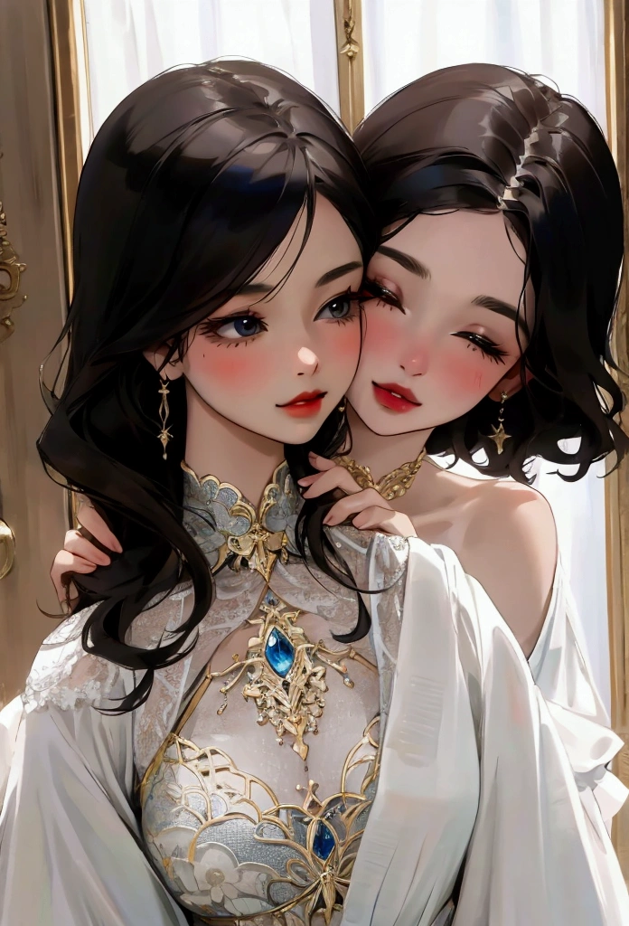 Two women kissing