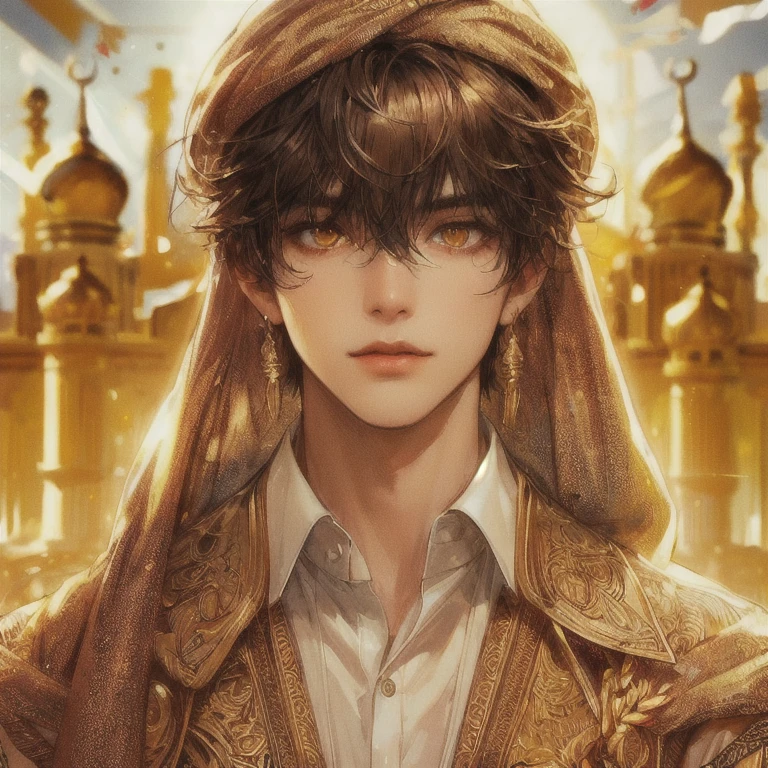dubian male, nubian nose, nonchalant bright golden eyes, white sclera, ((honey brown skin)),