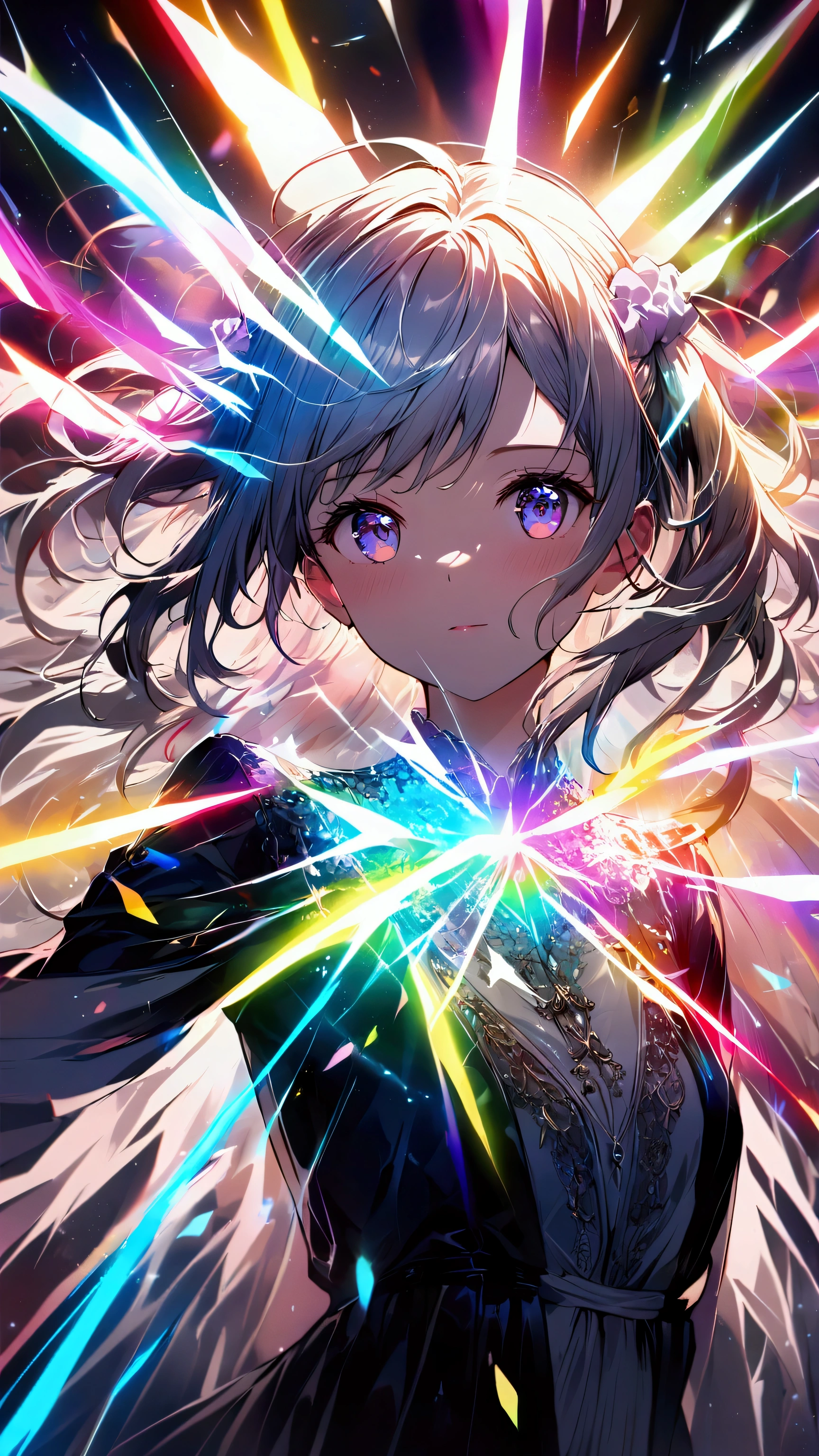 (((Beautiful girl artwork))),Scrunchie hair,Looks about 、(((Rainbow Flash)))