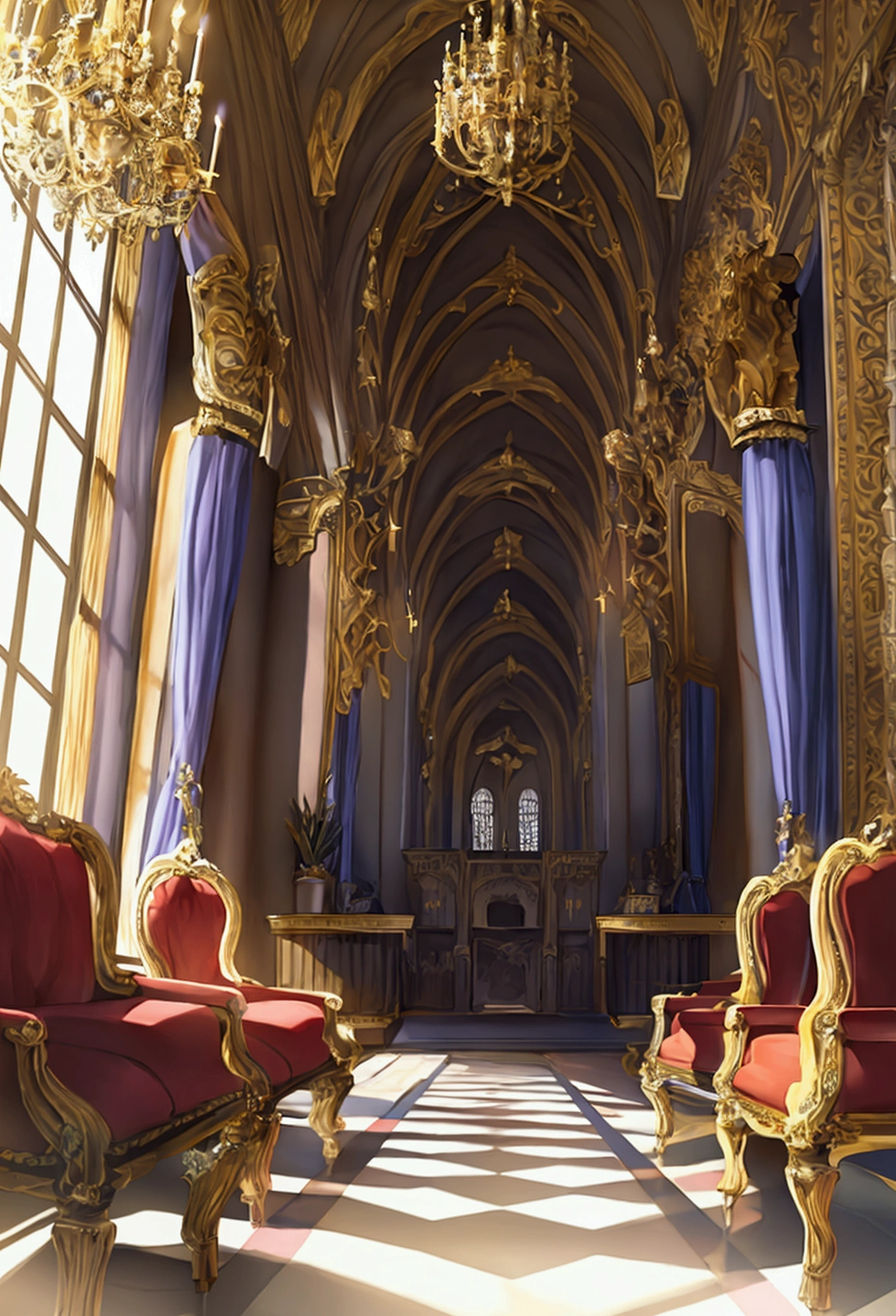 Interior of a Victorian Gothic castle, Scenario , scenery