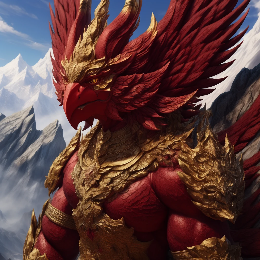 phayakrut king garuda{best quality},, super huge GARUDA solo, very detail, mountain, clouds and mist,realistic
(extremely detail CG unity 8k wallpaper:1.1)(masterpiece),(best quality:1.1),realistic,style of master anime,perfect perspective,intricate detail