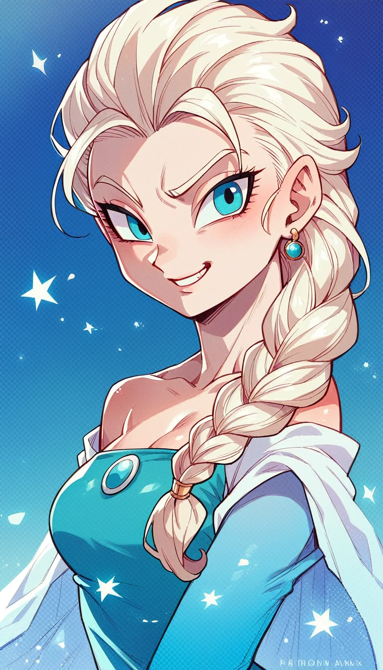 Imagine Princess Elsa if she were a character from the anime Dragon Ball Z