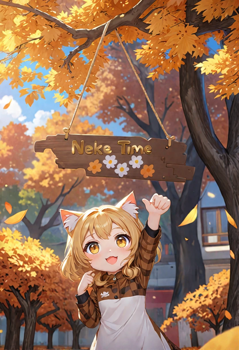Cute, (1 girl:1.1), Solo, (light brown hair:1.3), Medium Hair, Wavy Hair, Purple eyes, looking happy smile, Ahoge, (Rabbit ears:1.4), (Rabbit tail:1.3), Princess Cut, (Fluffy muffler:1.8), (coat:1.6), (Autumn clothes:1.6), (Chibi:1.0), (Slouch:1.4), (cleavage:1.4), (Eat birthday cake:1.5)