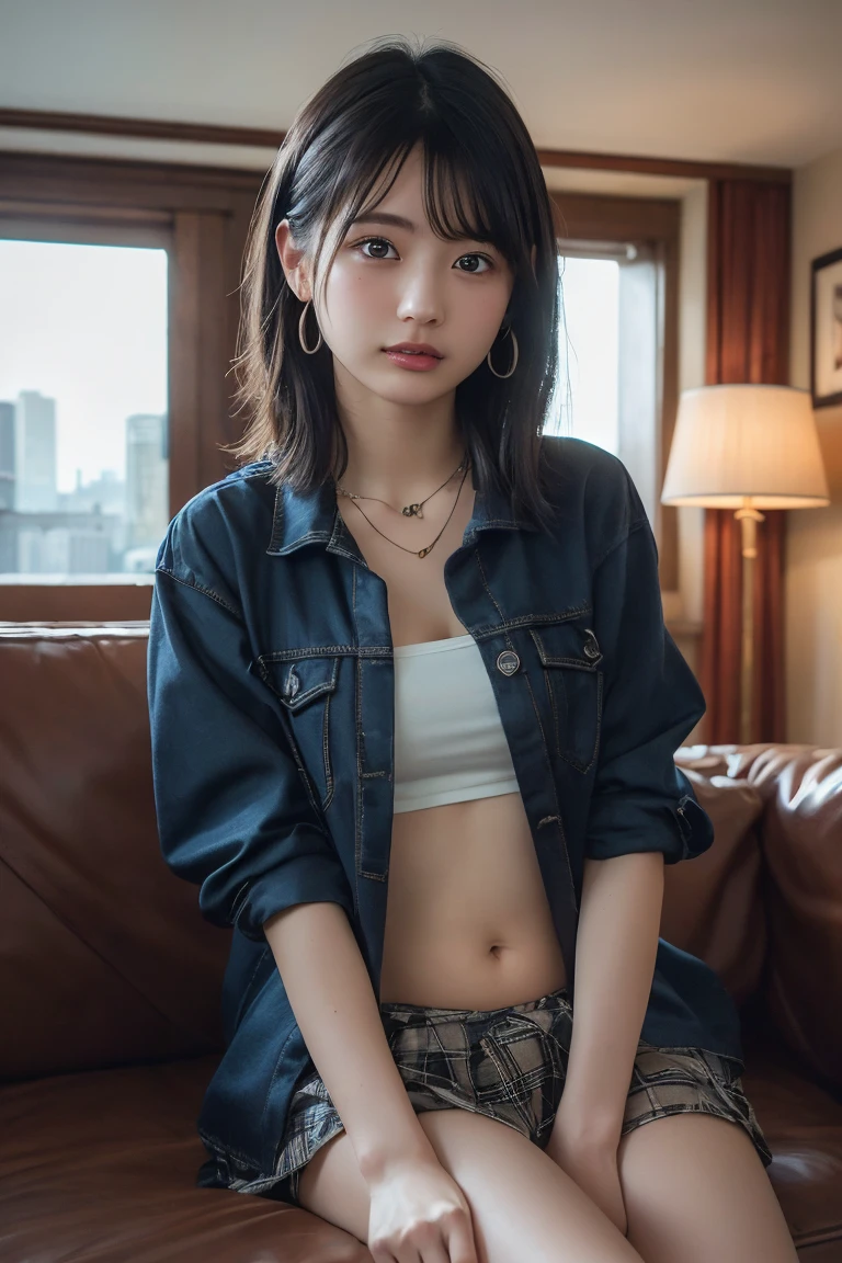 20yo woman， （masterpiece： 1.4）， （8K， reality， original photo， best quality： 1.4）， Japan， （1 girl）， beautiful face， （Real faces： 1.4）， （pink hair， short hair： 1.3）， hairstyle， Realistic blue eyes， beautiful details eyes， （reality皮肤： 1.3）， beautiful skin， Attractive， ultra high resolution， Super realistic， HD， golden ratio， （Detailed face： 1.4）， （Japan演员： estuary）， Sheer vest，粉色short hair，White透明，White，NSFW，big，big屁股强调，The nipple areola is clearly shaped，looking into camera，Sitting on the sofa，pubic shape is transparent and clear，posture（Bend your knees and legs open）