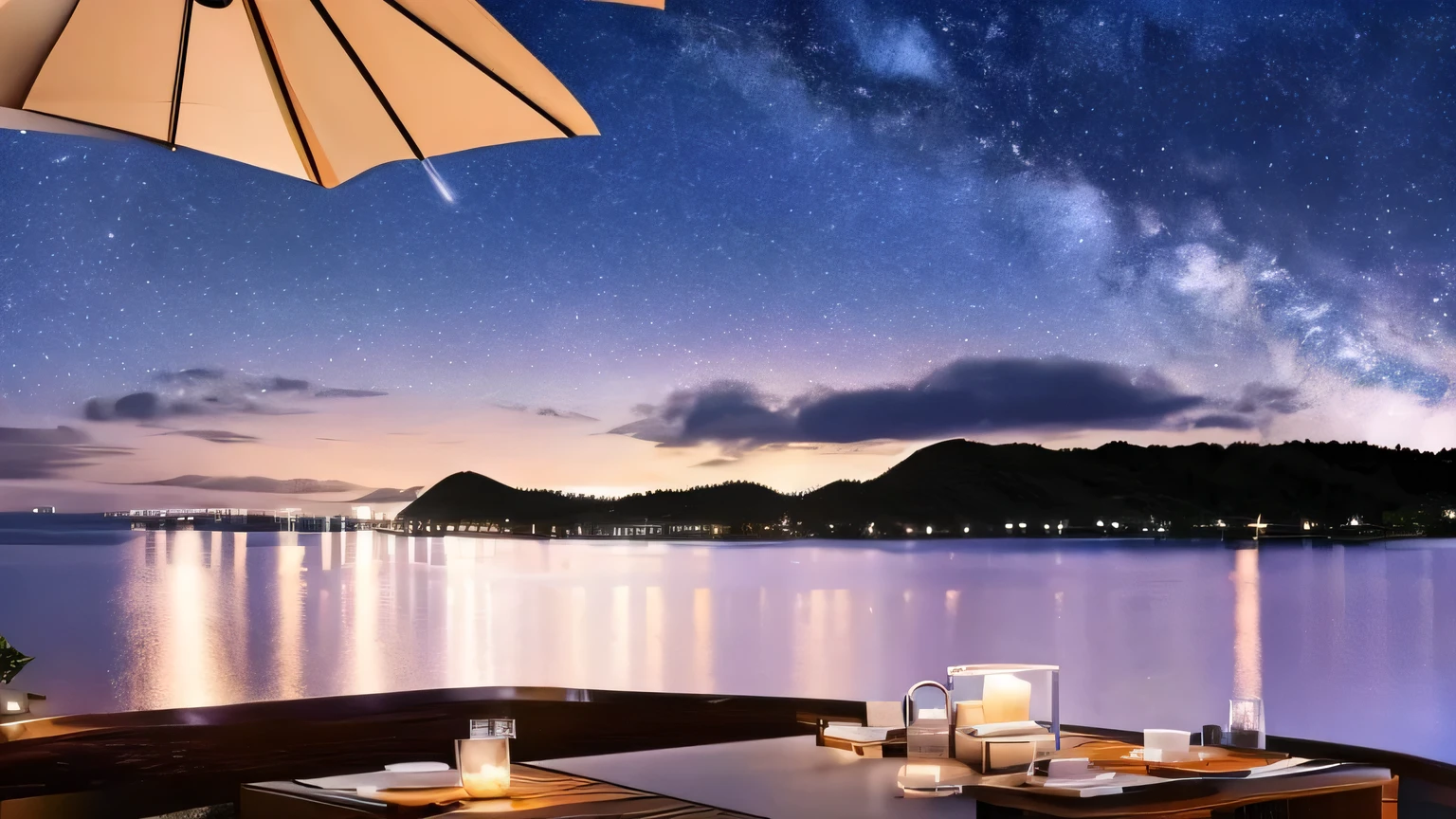 8k、4K、Highest quality、Night Scenery、Starry Sky、Ocean、nature、Healing,beautiful
