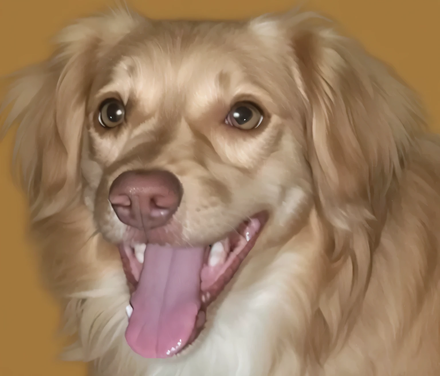 a very cute dog, she is very happy, her look is very happy and bright, she is smiling, the image is very detailed