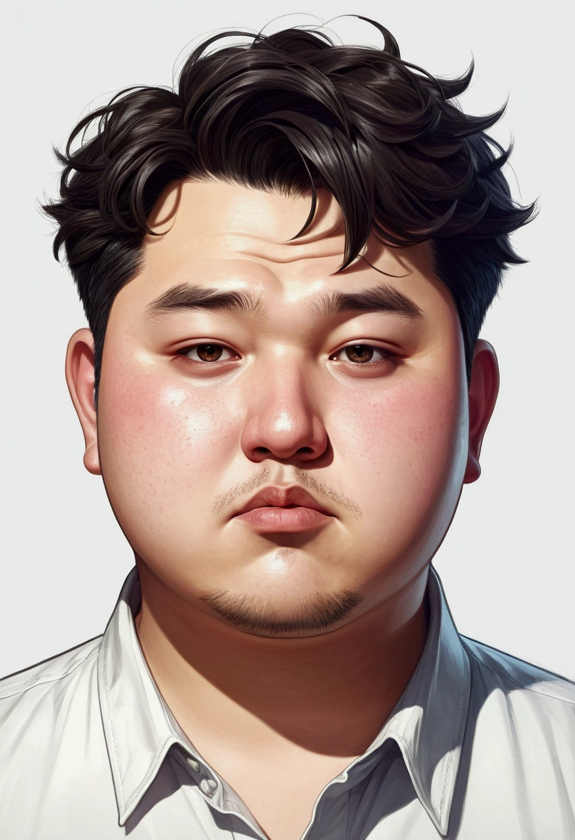 create a drawing of a chubby and funny male person an anime illustration of his face, animated gifs, hand drawn animation, charming sketches, smooth and shiny, hazy romanticism, Super flat style, white - air background 1:1--niji 5--expressive style
