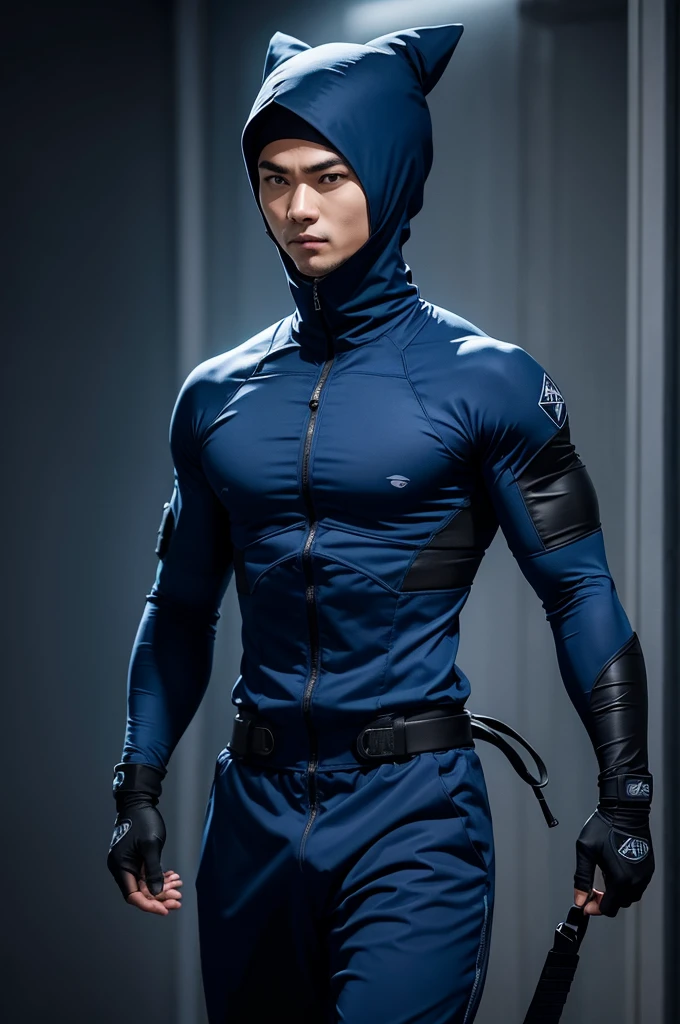 Ninja in dark blue outfit