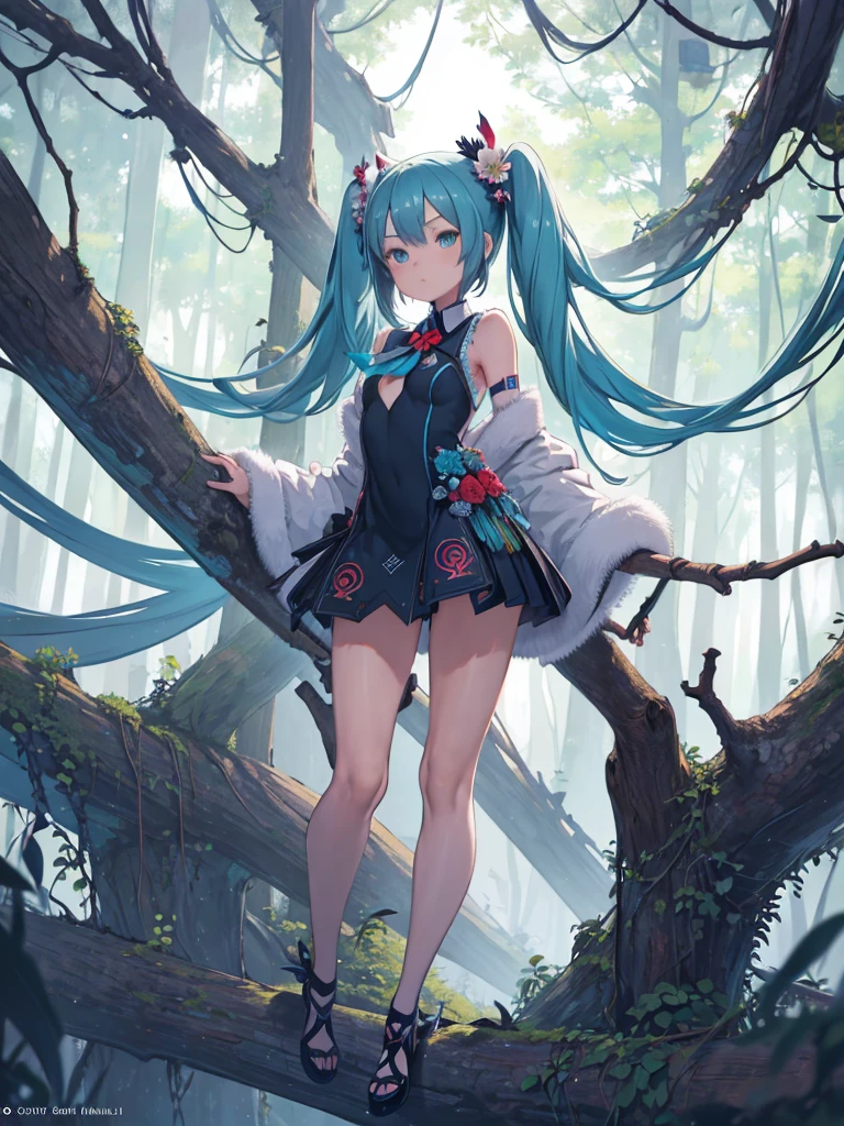 (masterpiece、最高quality、最高quality、Official Art、Beautiful, beautiful:1.2)、(1 girl:1.3)hatsune miku、Twin tails,An adorable Eurasian jay in a flower-covered tree, Greg Rutkowski, oh, Android Jones, Russ Mills, James Jean, sui ishida, EDWIN School Bag, Eduardo Paolozzi, Pleochroism, Ultra_Familiar, Ultra_quality, CG Association, intricately Familiar, Color Depth, Perfect composition, An adorable Eurasian jay in a flower-covered tree