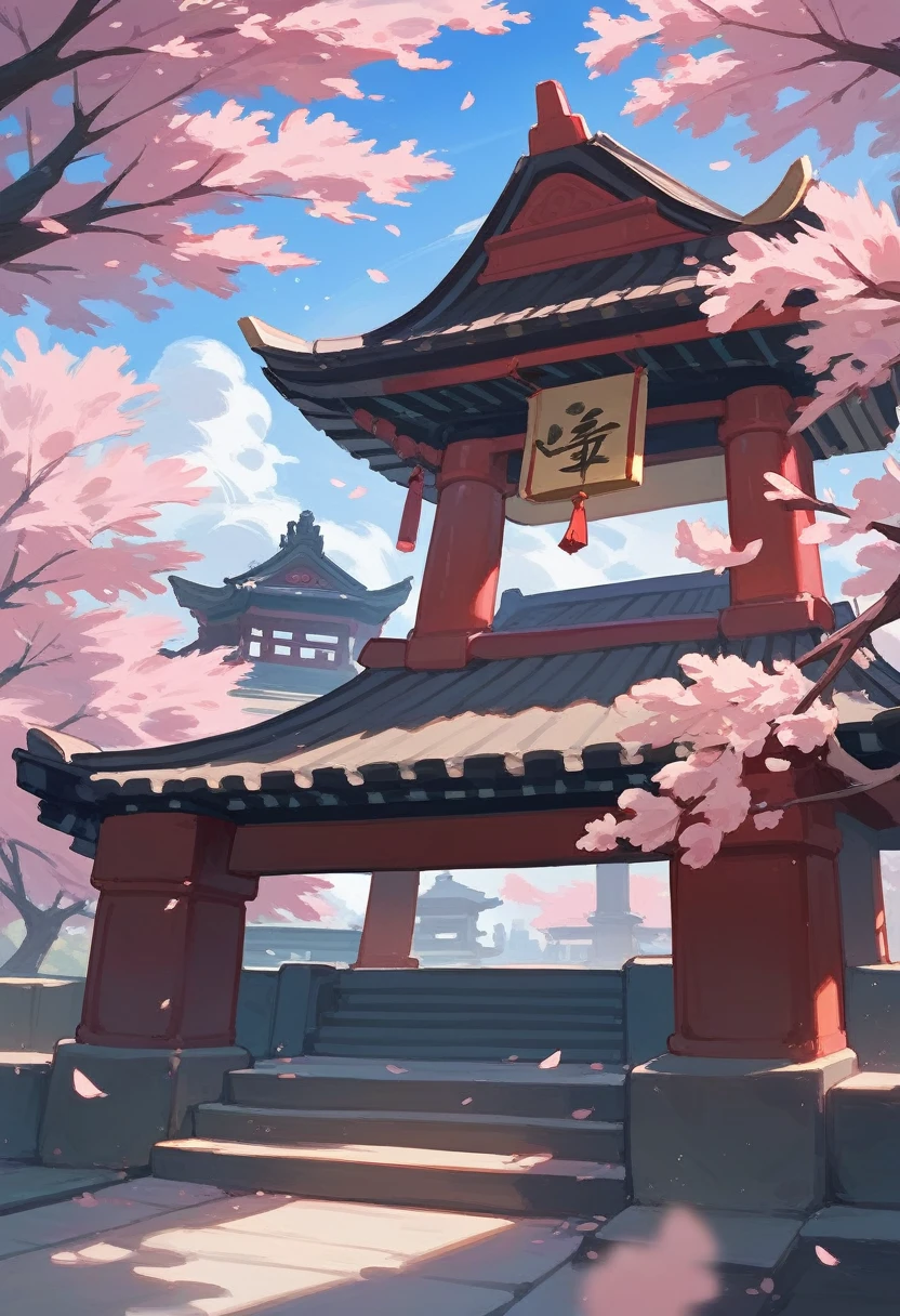 cherry blossoms with a temple, 8k, 4k, high quality HD