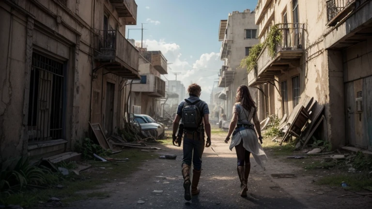 The Escape Micaela escapes the facility and comes across a world in ruins. She meets a group of rebels fighting against the oppression of megacorporations. Among them is Leo, an idealistic young man who believes that Micaela could be the key to changing the future of humanity. standing together, they embark on a journey to find the "Key of Hope", a legendary artifact that can restore the Earth.