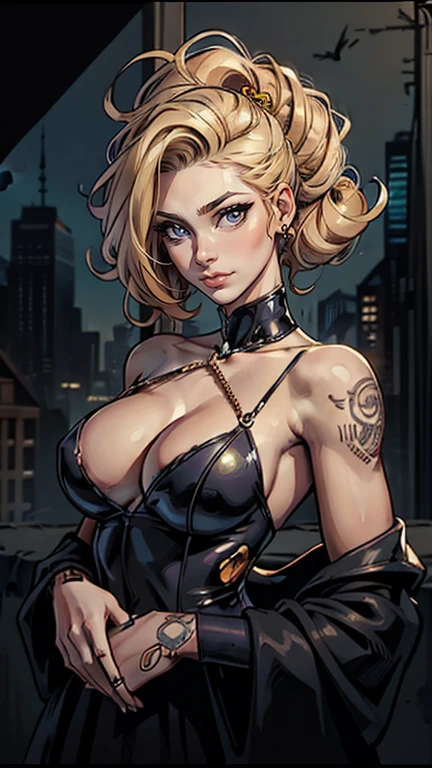 (masterpiece:1.2, best quality), (real picture, intricate details), (1lady, solo, curvy upper body, big ) The clothes are gold ar:avant-garde,avant-garde,Experiment with appearance:curlies,Dramatic makeup,Unconventional fashion choice behavior:rebelliousness、non-conformist、Provocation location:demon eyes,urban art district、Underground music venues Hobbies:Particiwpation in punk shows、creating mixed media art、Try different subcultural values:individuality、Realiy、Creative expression of inspiration:Punk rock music、Counterculture icons,Avant-garde art movement character traits:boldness、boldness、act outside the box。gothic dark vibe
