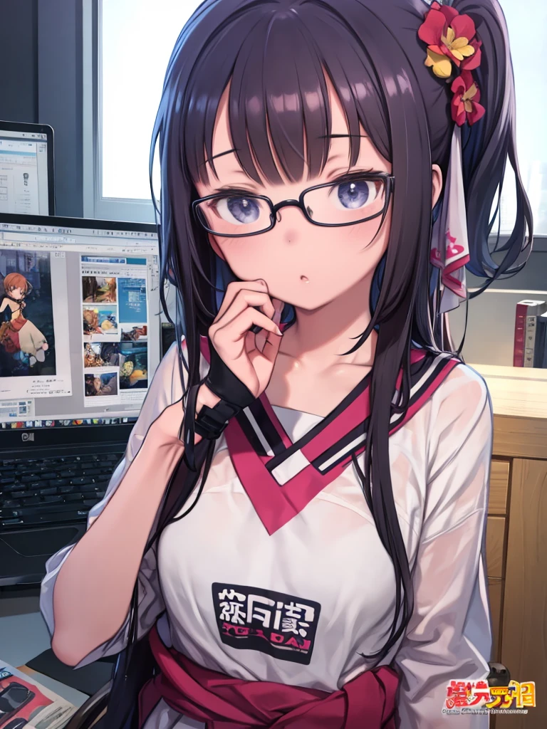 One Girl、Pro Modeler、Build a plastic model、Glasses、Have an airbrush、Upper Body、Work room、Otaku、