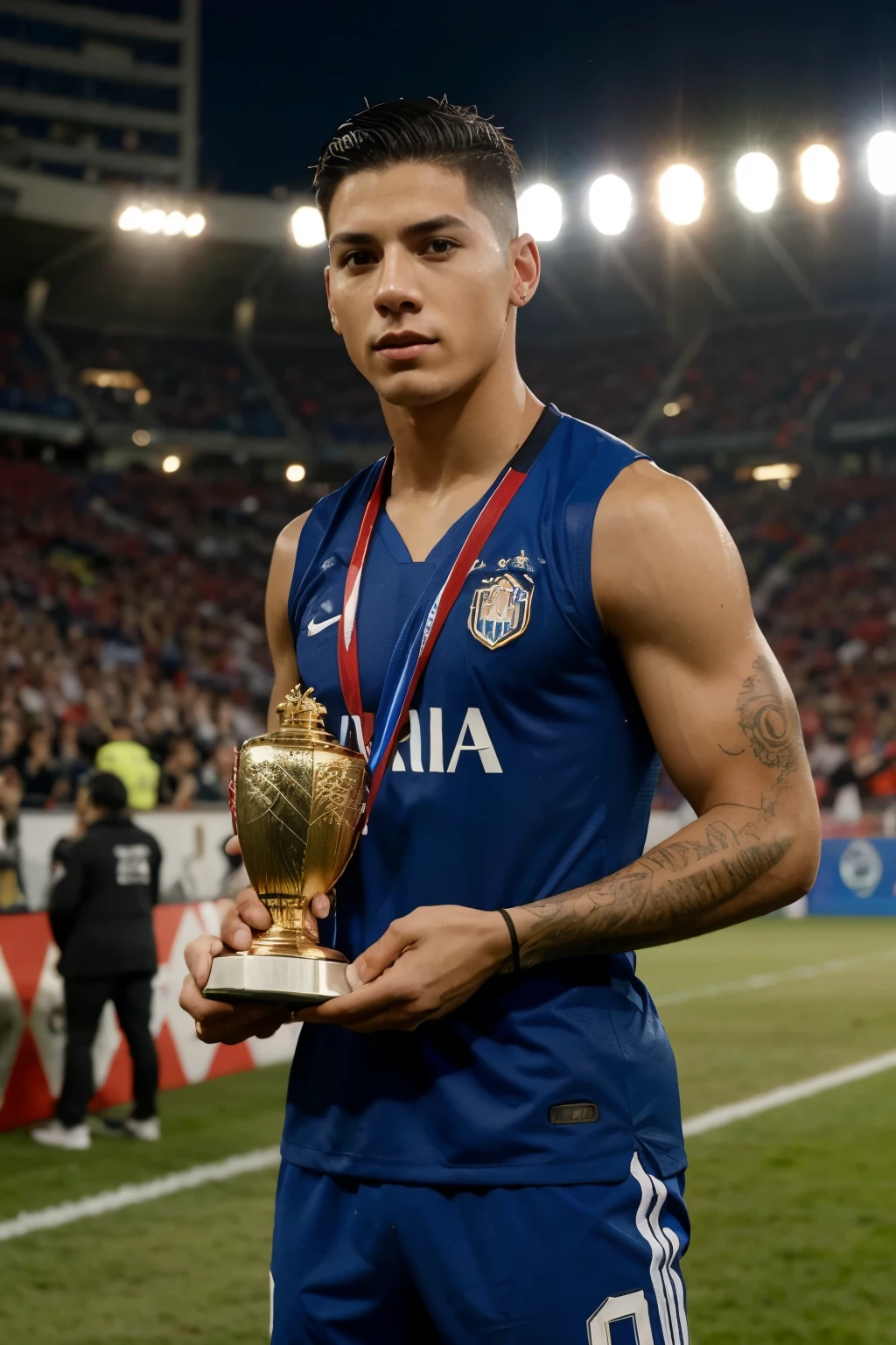 James Rodríguez lifting the 2024 Copa América