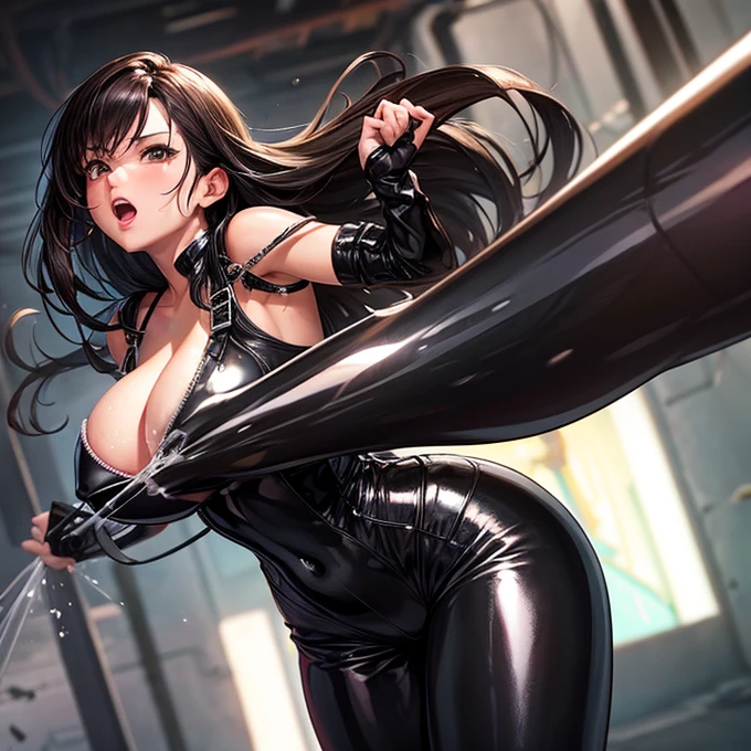 Tifa Lockhart Glossy black bodysuit Huge breasts A large amount of squirting is blowing