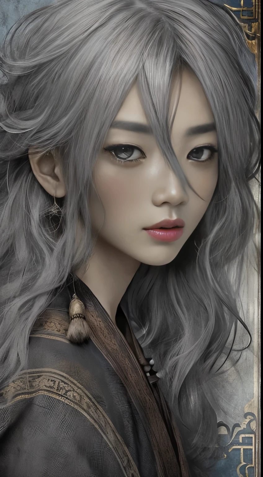 Old beggar，masterpiece，Highest quality，Highest quality，Official Art，Beautiful and beautiful，Realistically，The background is blurred，アジアpeopleの顔，Chinese Dollar，people，Upper body effect，long beard，Gray Hair