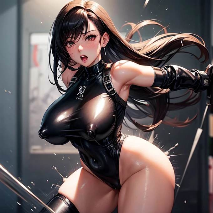Tifa Lockhart Glossy black bodysuit Huge breasts A large amount of squirting is blowing