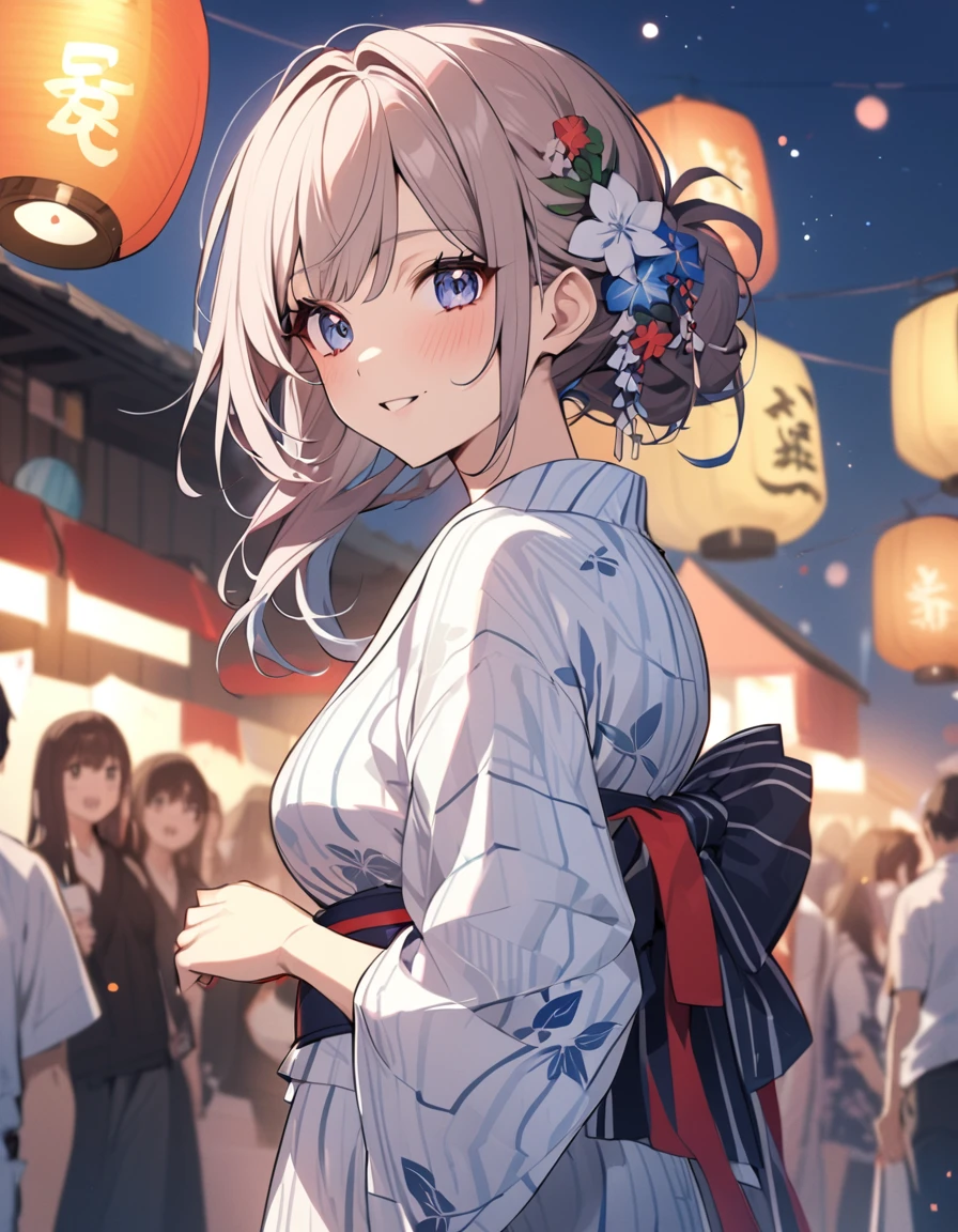 Super beautiful women in yukata at summer festival