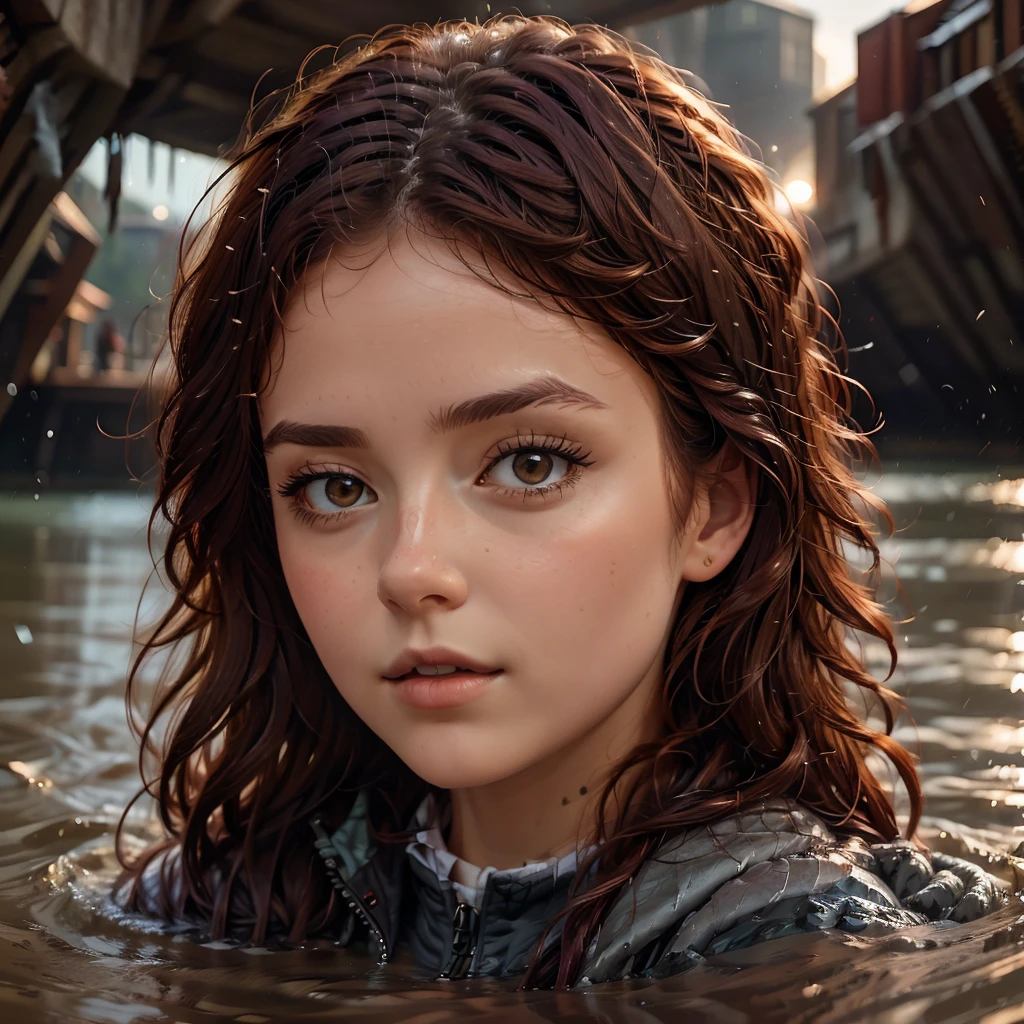 (Miceterwerk, best quality:1.2), best quality, winter, ice, close Shot, the head of a girl, ultra_photorealestic, detailed_face, sidebangs , dark brown eyes, she emerges up to her neck from an ice hole in a lake, ihr Haar und ihr face sind klatschnass und voller Wassertropfen, the water runs down her

