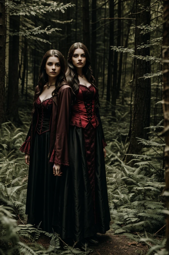 Two vampire girls in a castle in the forest