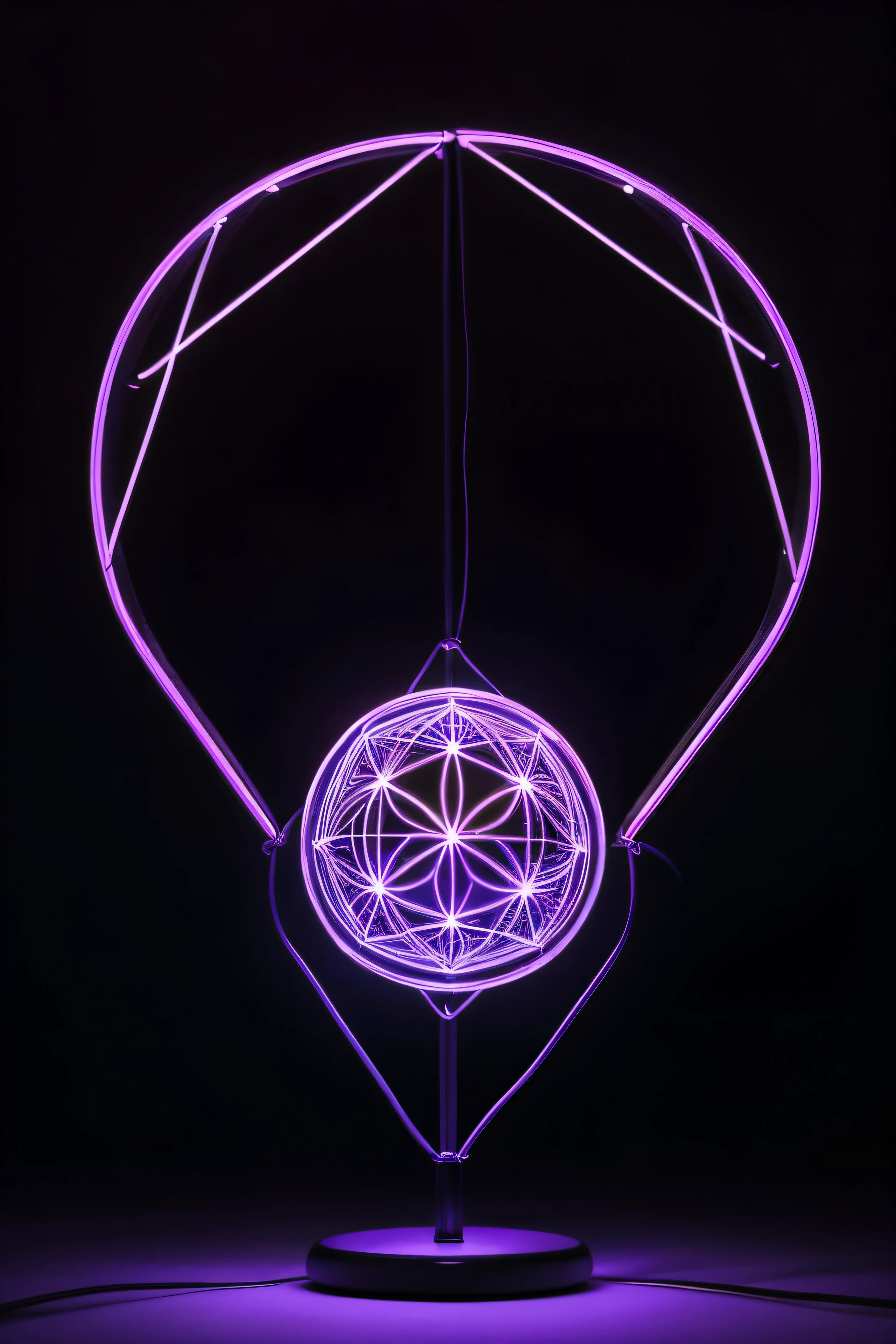 a violet flower of life in glow neon