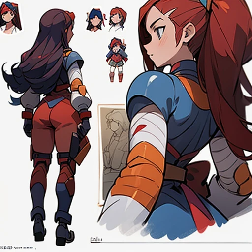 Body paint design inspired by miorine rembrant (gundam) With long hair , in various views (front and back)  ((Character sheet)) (((covering privates)))