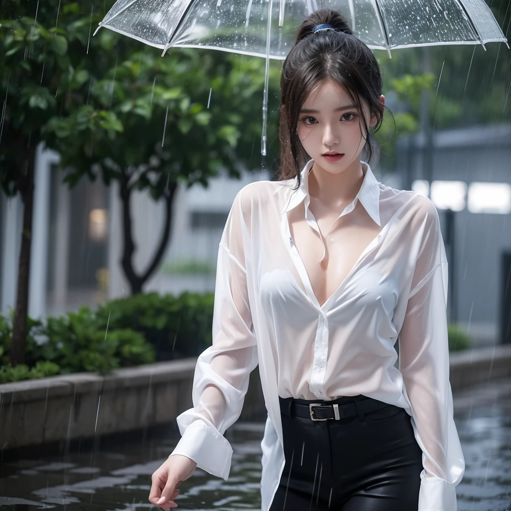 exy pose、Hair getting wet in the rain、Mr.々Hair style、ponytail、Short Hair、Transparent shirt、Beautiful woman getting wet in the rain、typhoon、Get wet without an umbrella、Beautiful woman in the rain、雨で濡れたBeautyOL、Detailed face、Realistic、beautiful girl、Beauty、Office Lady Uniform、beauty、Beautiful woman、Narrow waist、Handsome woman、Tight pants look、suit、Sexy pose、タイトなsuitパンツ、雨で濡れたsuit、Wet naked shirt、See-through shirt、Shot in heavy rain、Naked shirt