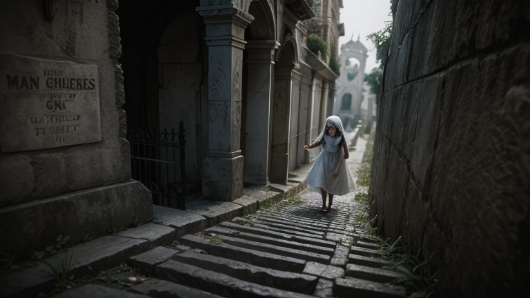 L’esprit d’une fille de 8 ans cherchant ses parents décédés dans un cimetière. It is an evil spirit but does not appear as a dangerous being, it just has a white dress and a very red throat